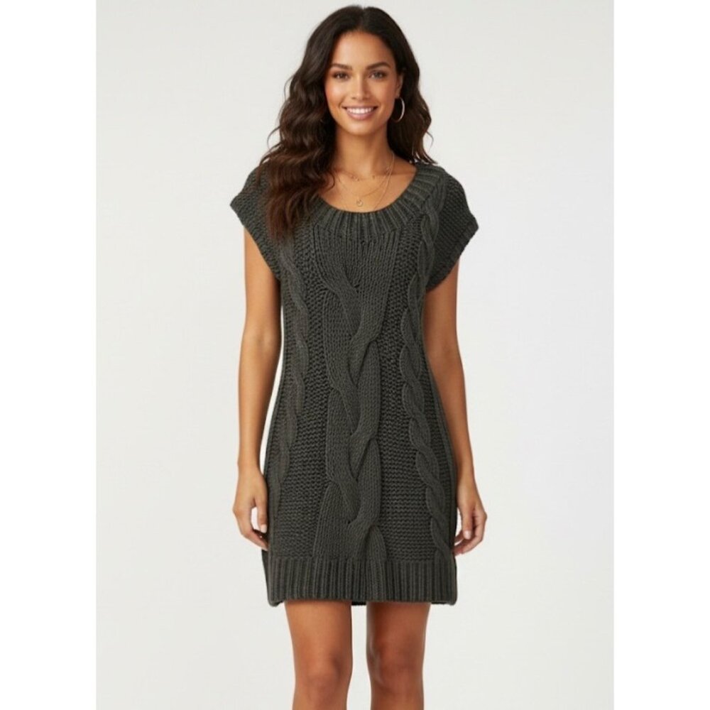 Forever 21 XXI Gray Cable Knit Sweater Dress Tunic | Soft Girl Nordic Academia M